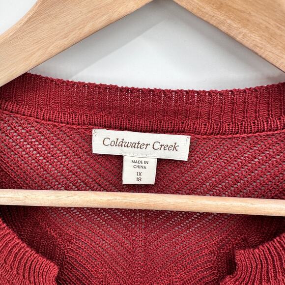 COLDWATER CREEK Rust Red Button Down Cardigan // 1X - Picture 4 of 10